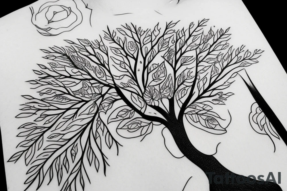 Line tree little pine tattoo idea