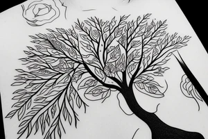 Line tree little pine tattoo idea