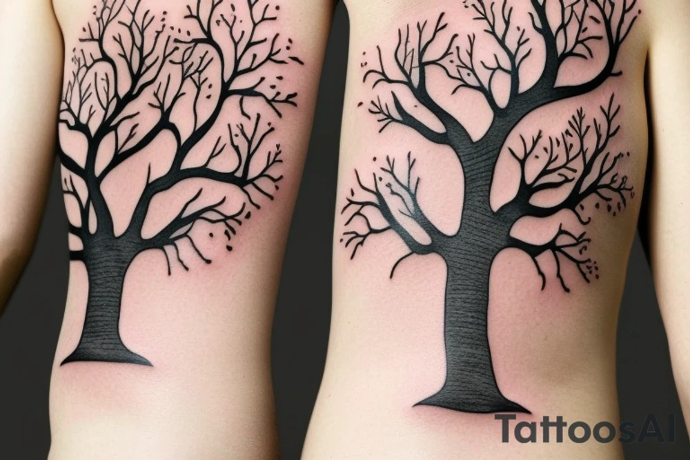 Line tree little pine tattoo idea