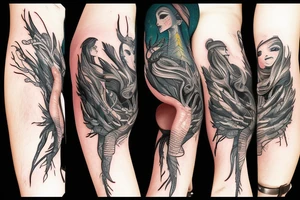 Pine tree little pines assassin's creed whiskey mermaid tattoo idea