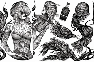 Pine tree little pines assassin's creed whiskey mermaid tattoo idea