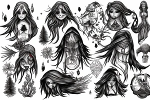 Pine tree little pines assassin's creed whiskey mermaid tattoo idea