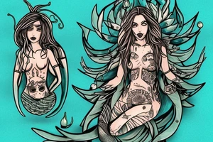 Pine tree little pines assassin's creed whiskey mermaid tattoo idea