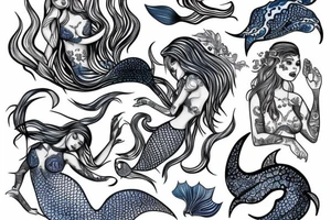 Mermaid in deep blue tattoo idea