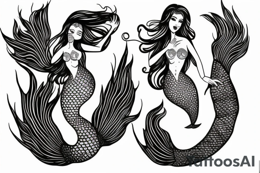 Mermaid in deep blue tattoo idea