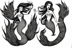 Mermaid in deep blue tattoo idea