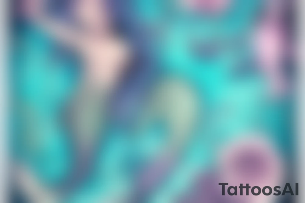 Mermaid in deep sea with Pastel colours tattoo idea