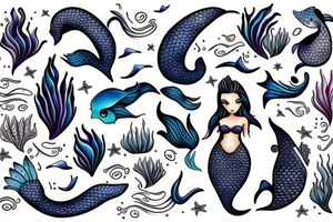 Mermaid in deep sea tattoo idea