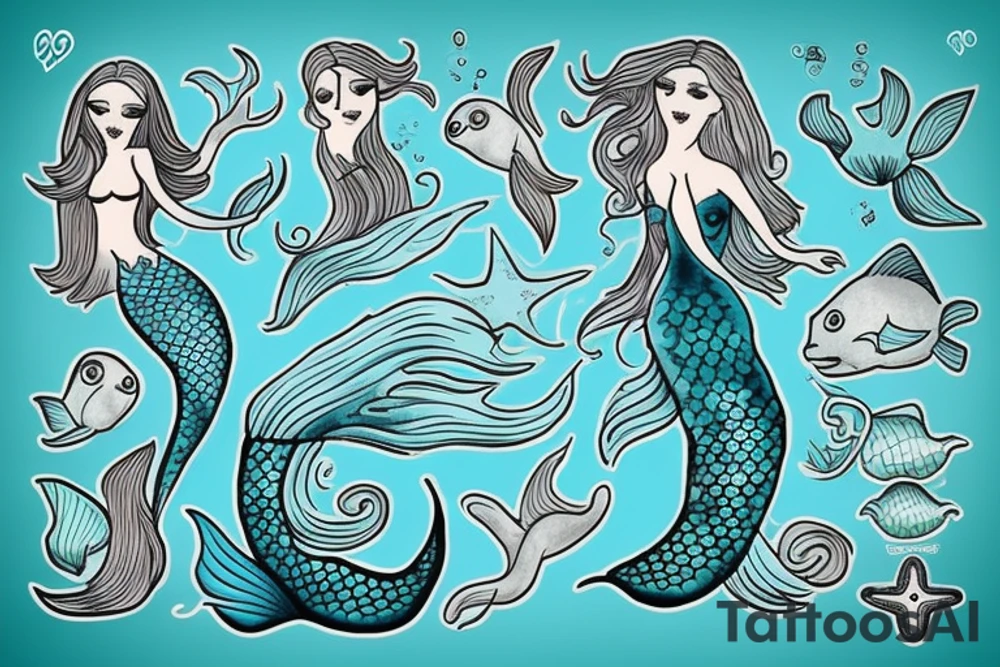 Mermaid in deep sea tattoo idea