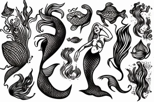 Mermaid in deep sea tattoo idea