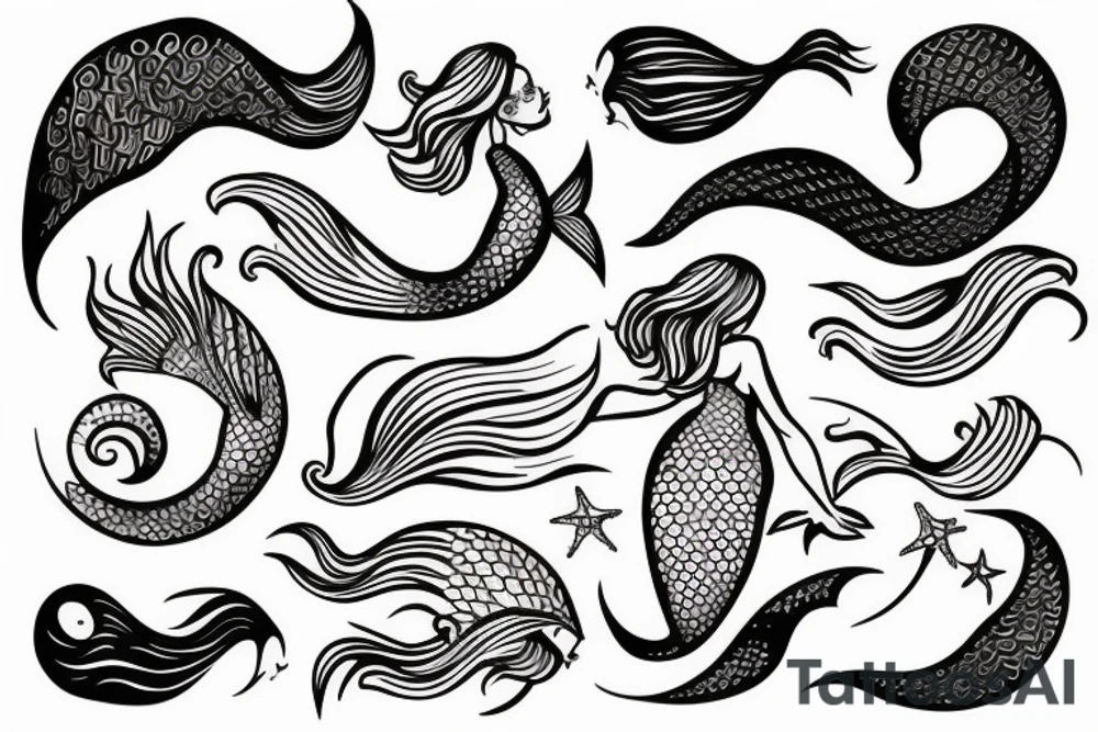 Mermaid in deep sea tattoo idea