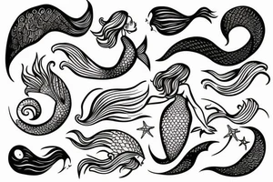 Mermaid in deep sea tattoo idea
