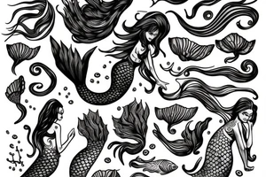 Mermaid in deep sea tattoo idea