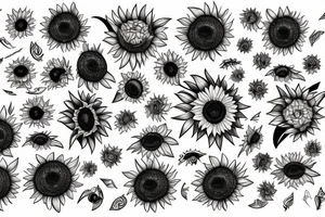 Sunflower surroundet by stars and planets tattoo idea