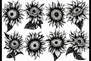 Sunflower surroundet by stars and planets tattoo idea