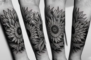 One Sunflower surround by stars and planets tattoo idea