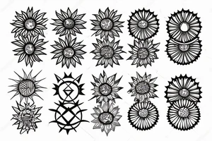 Sunflower stars and planets tattoo idea