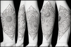 Sunflower stars and planets tattoo idea