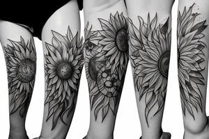 Sunflower stars and planets tattoo idea
