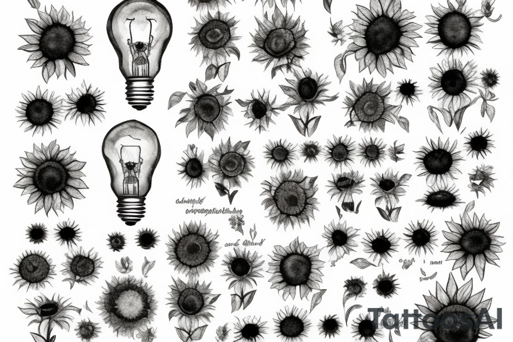 Sunflower lightbulb tattoo idea