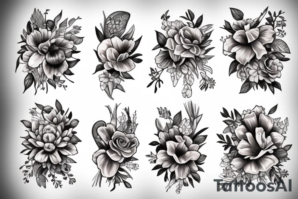 Flowers and flowers tattoo idea