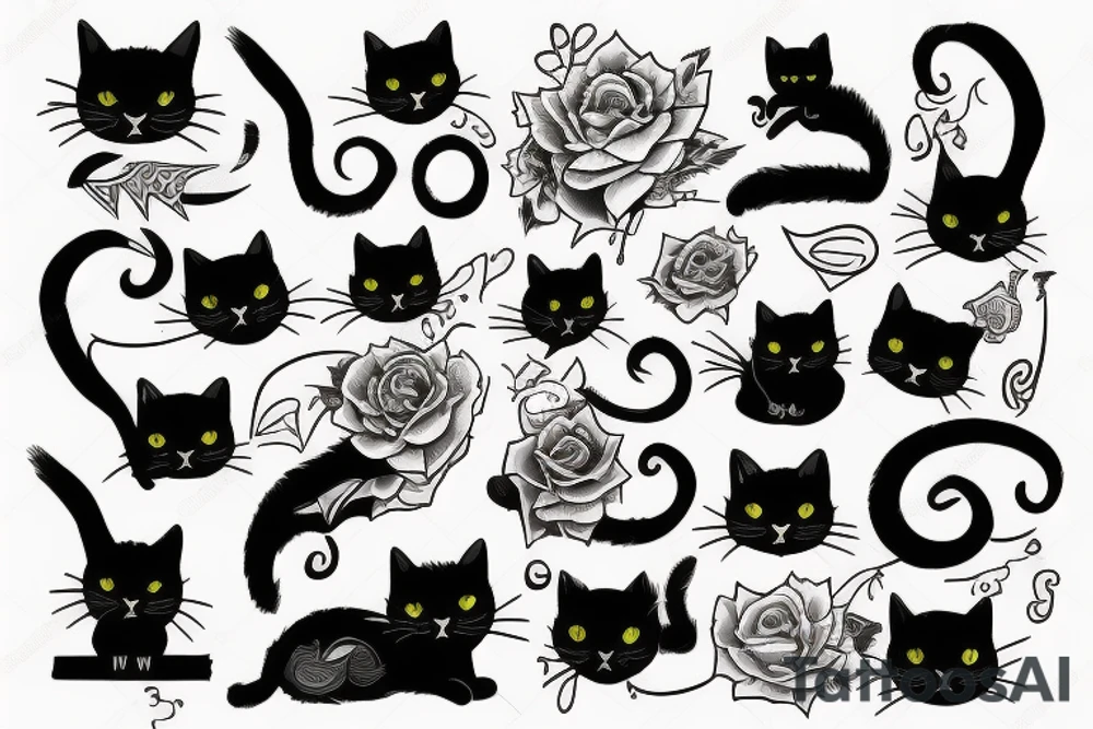 Black cat tattoo idea