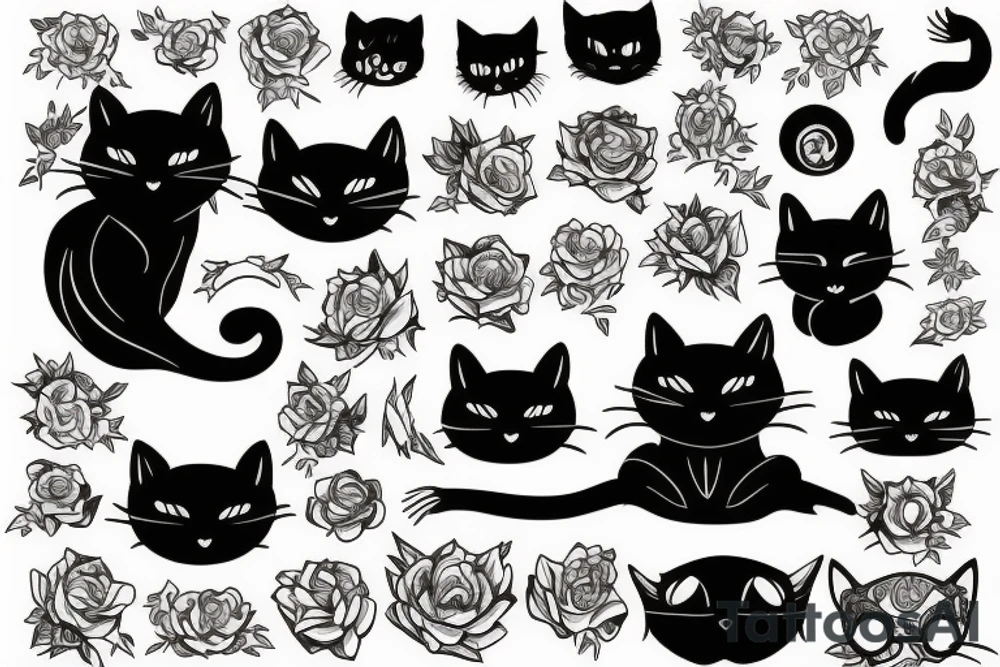 Black cat tattoo idea