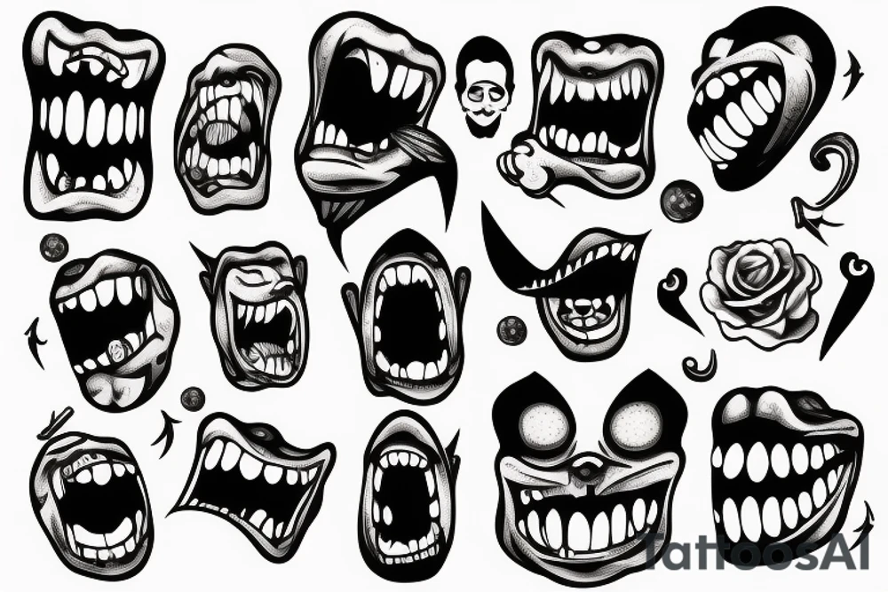 tooth c with a face that screams in pain tattoo idea