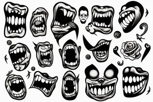 tooth c with a face that screams in pain tattoo idea