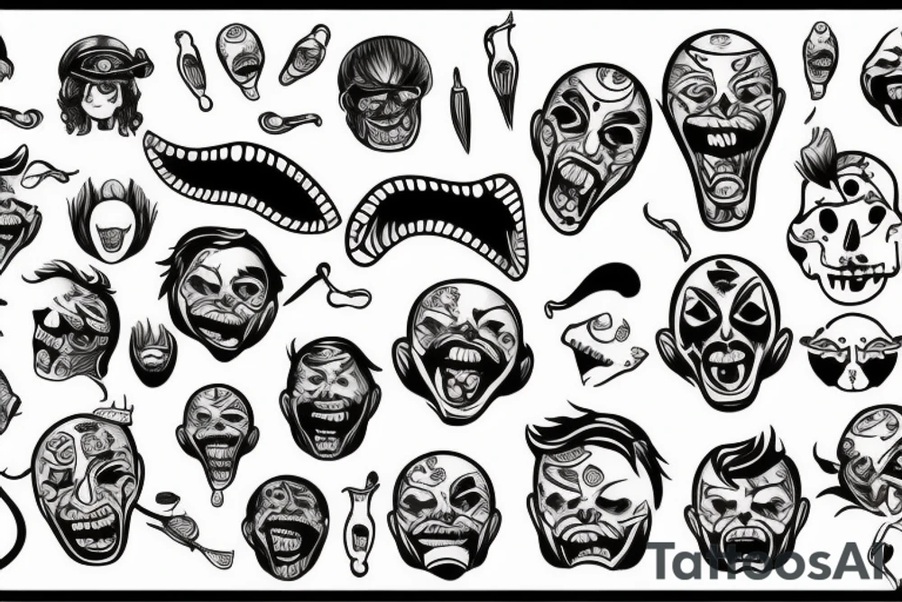 tooth c with a face that screams in pain tattoo idea