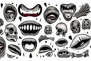 one c tooth with a face that screams in pain tattoo idea