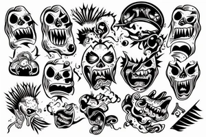 one c tooth with a face that screams in pain tattoo idea