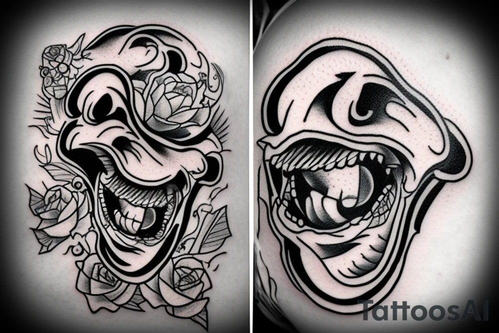 one c tooth with a face that screams in pain tattoo idea