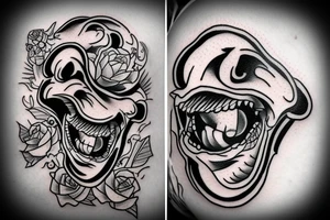 one c tooth with a face that screams in pain tattoo idea