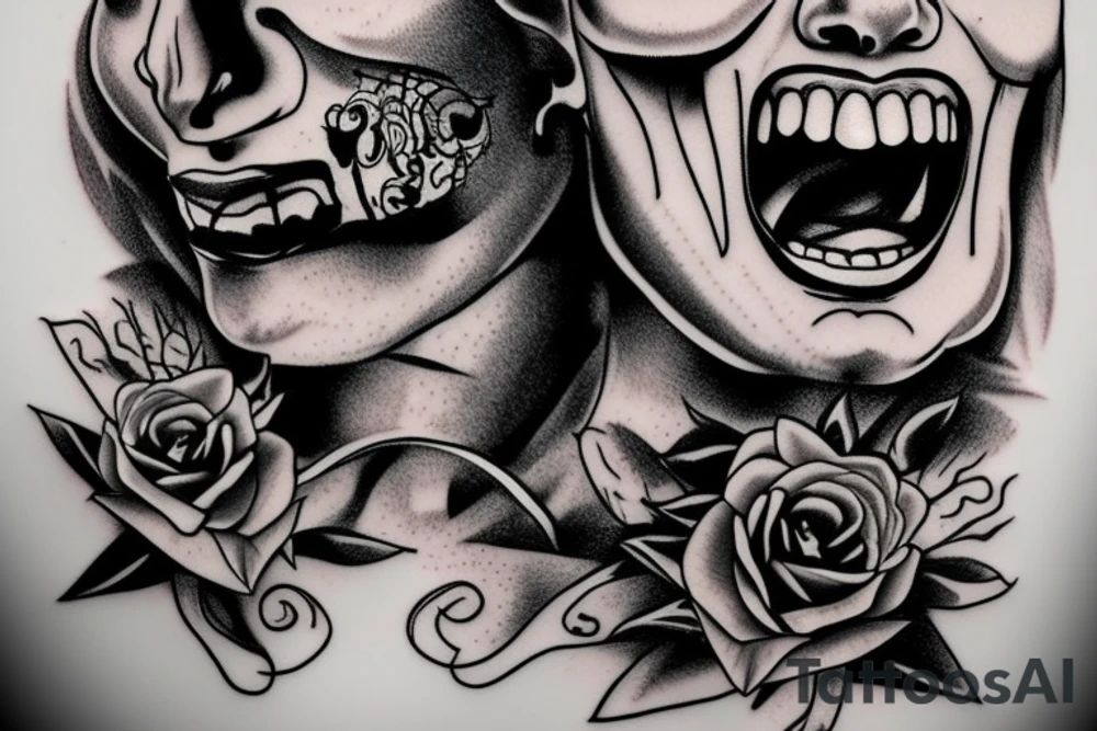 one c tooth with a face that screams in pain tattoo idea