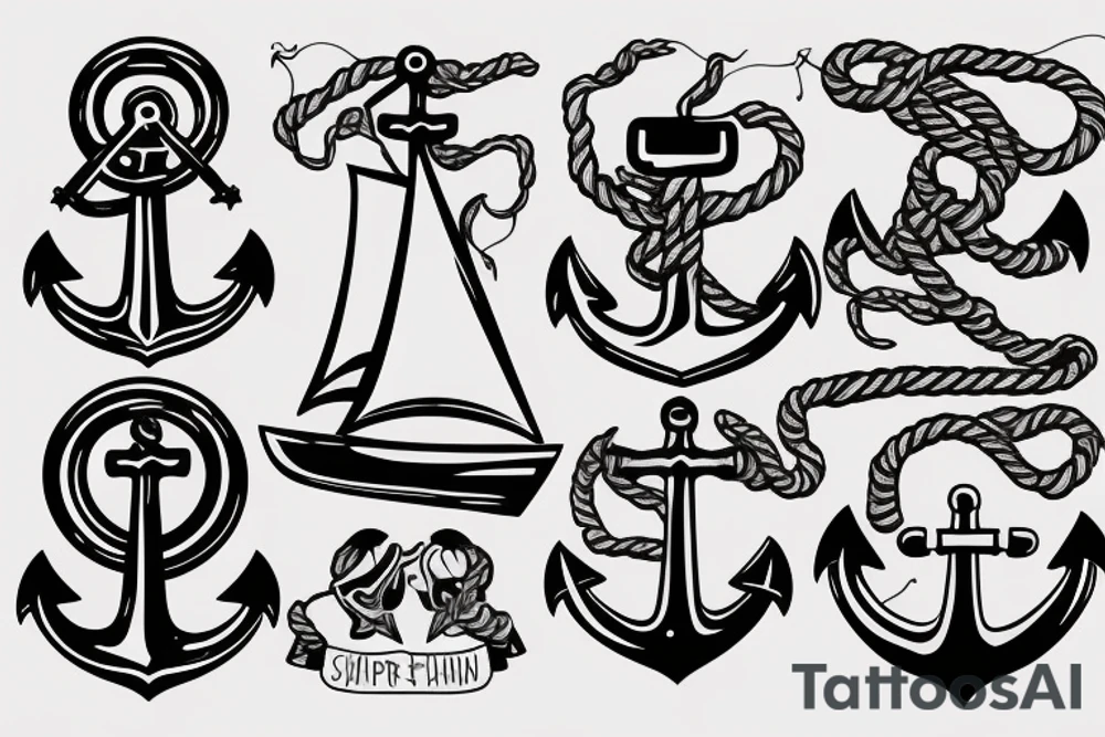 anchor with sail tattoo idea