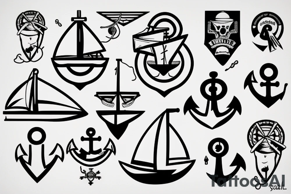 anchor with sail tattoo idea