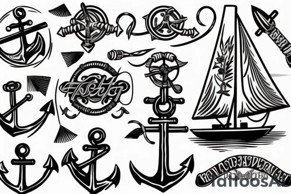 anchor with sail tattoo idea