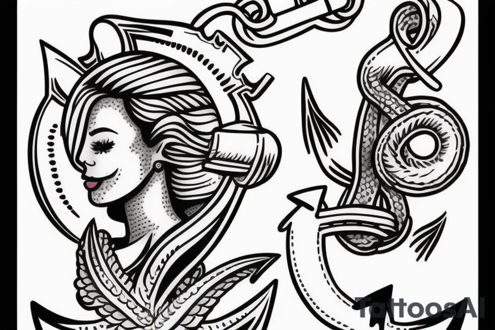 a girl with an anchor in hawaii tattoo idea