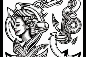 a girl with an anchor in hawaii tattoo idea