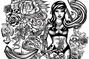 a girl with an anchor in hawaii tattoo idea