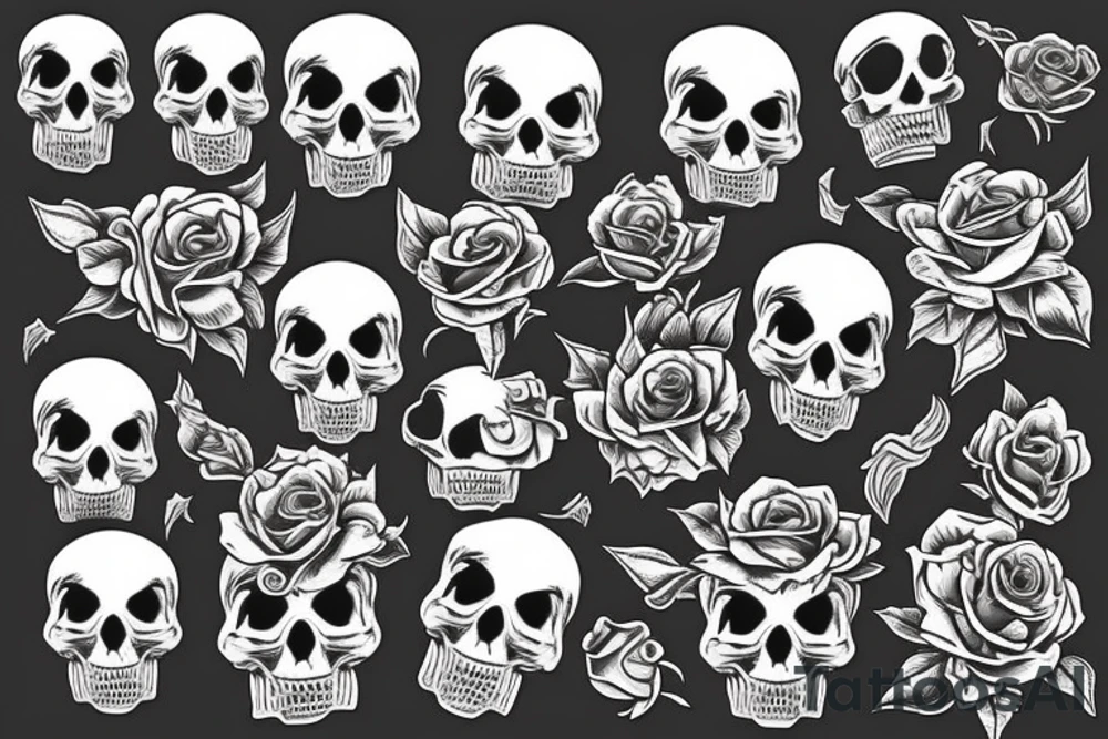 skull with roses tattoo idea