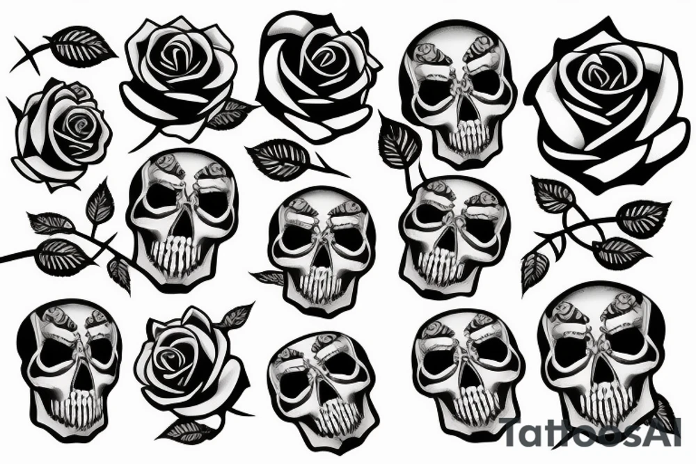 skull with roses tattoo idea
