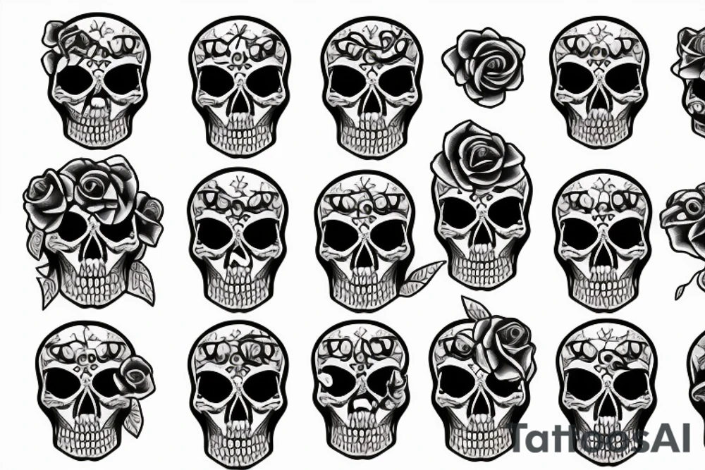 skull with roses tattoo idea