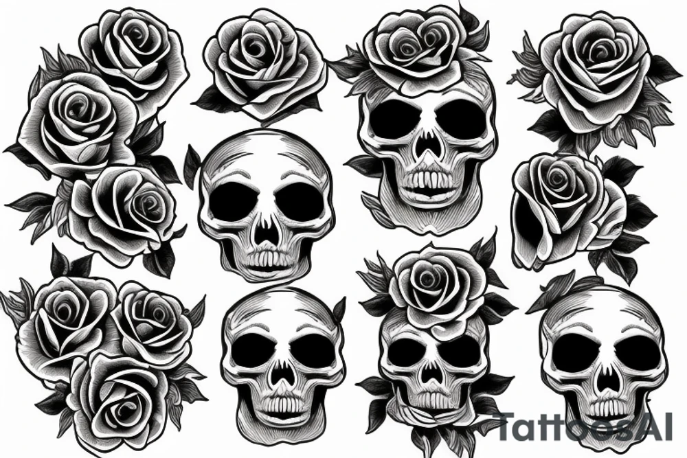 skull with roses tattoo idea