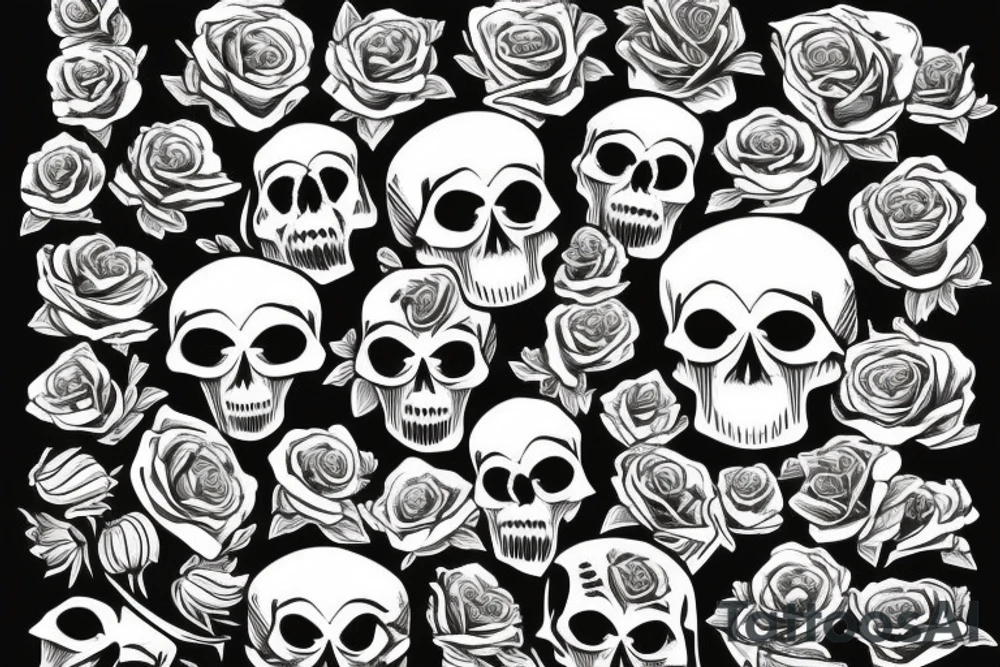 skull with roses tattoo idea