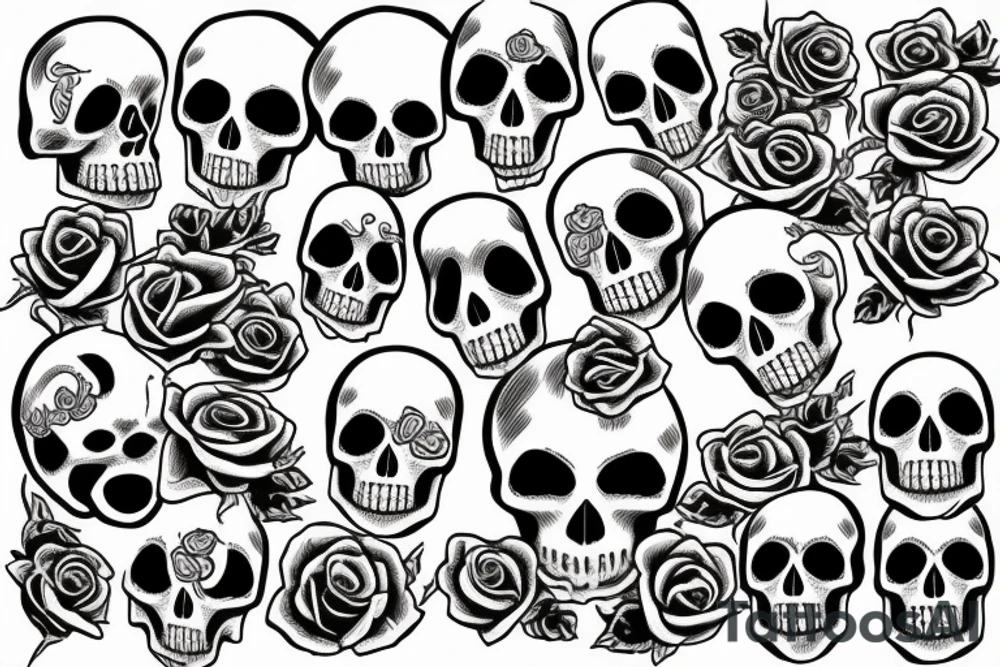 skull with roses tattoo idea
