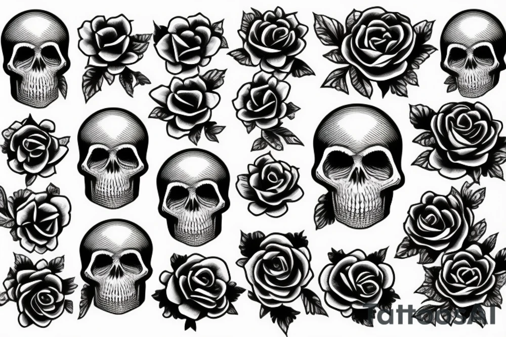skull with roses tattoo idea