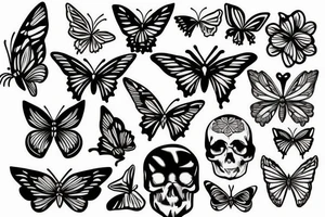butterfly with a skull pattern tattoo idea