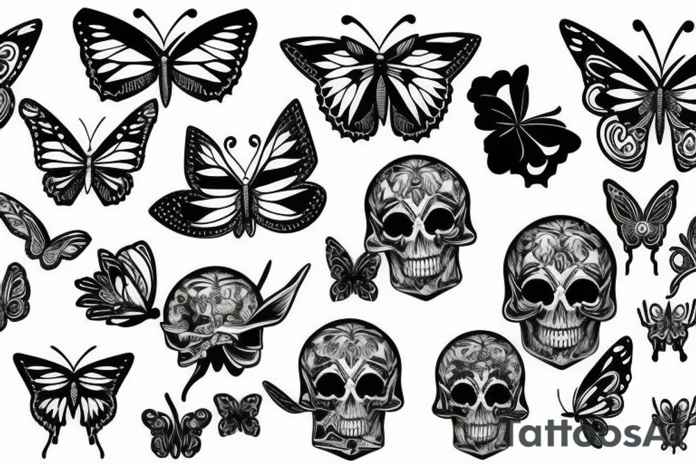 butterfly with a skull pattern tattoo idea